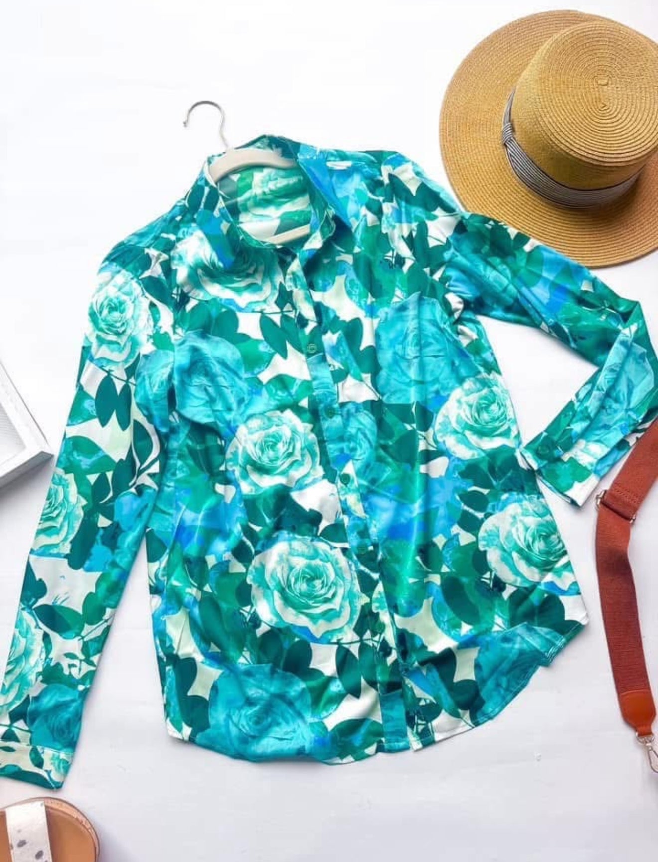 Green Rose Silky Long Sleeve