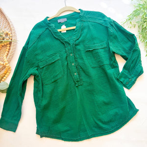 Green Gauze Top