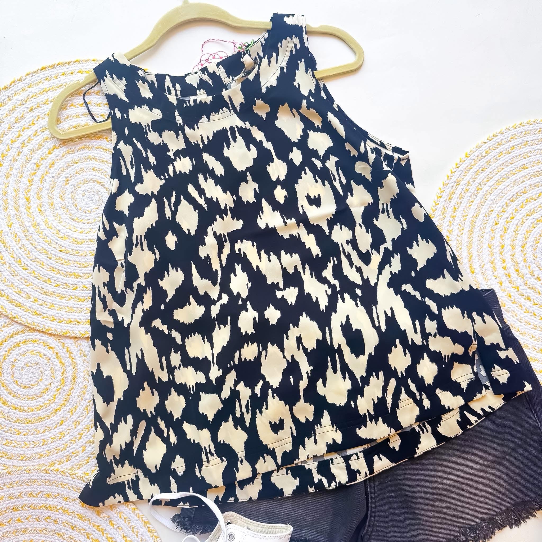 Umgee Black/Beige Print Tank
