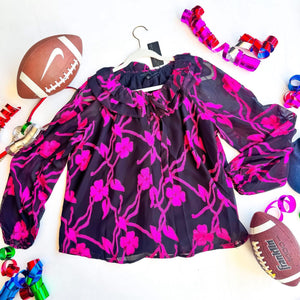 Black & Pink Floral Top