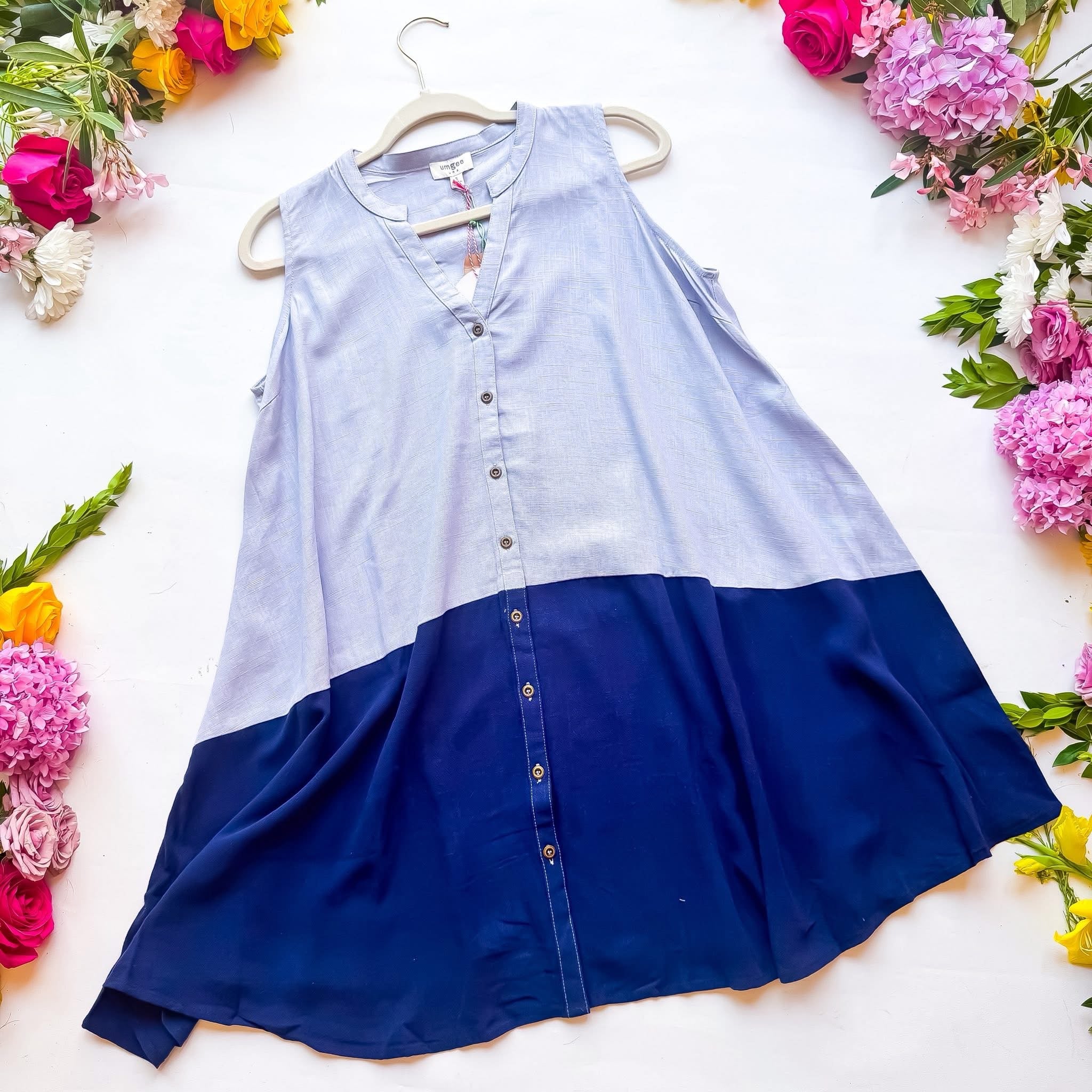 Umgee  Sky/Navy Block Dress
