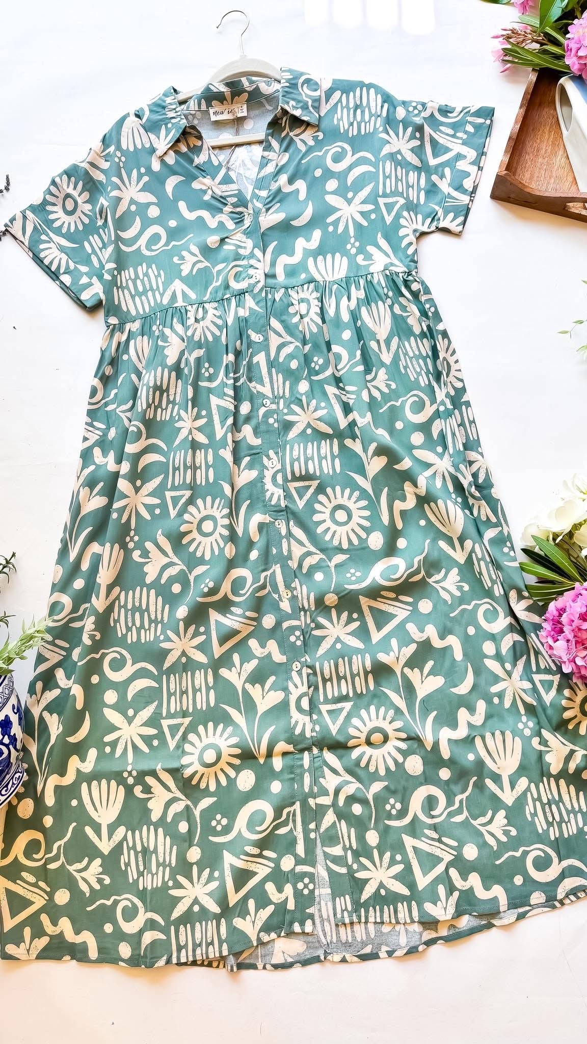 Sage Print Maxi Dress