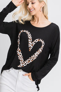 Black Long Sleeve w/leopard heart