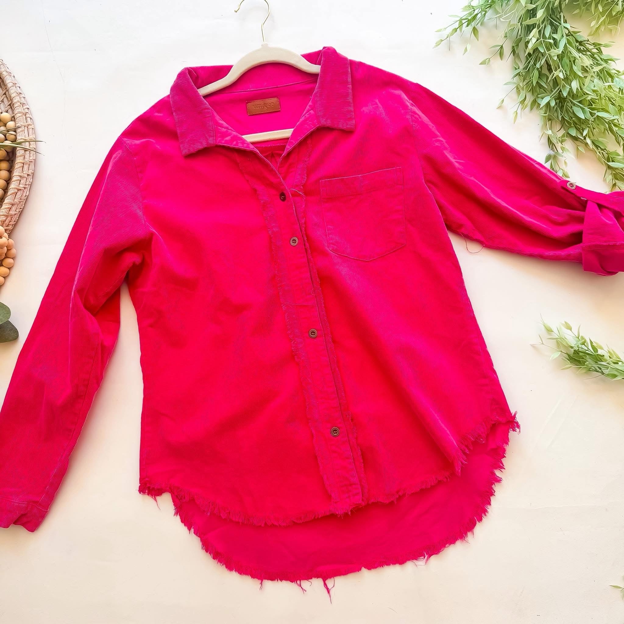 Umgee Pink Cord Shacket