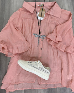 Peach Button Up - Ext
