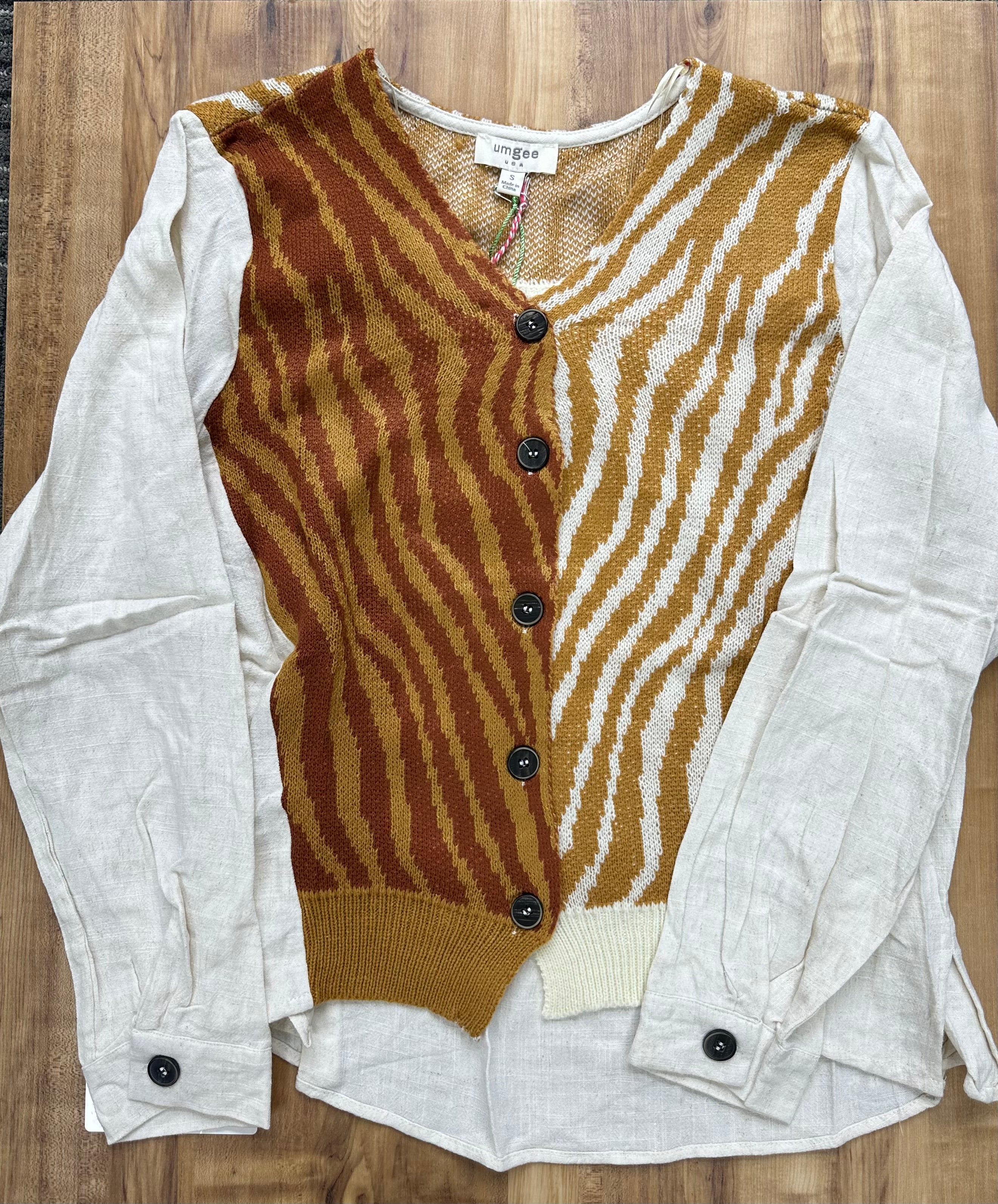 Tan Linen Animal Print Cardy