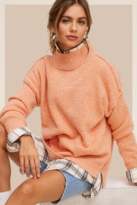 Pumpkin Colored Mock Neck Sweater