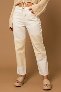 White Color Block Pants