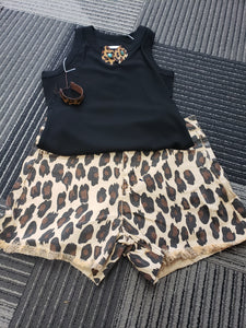 Leopard Print Frayed Hem Shorts