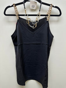 Black Tank with Gold Straps
