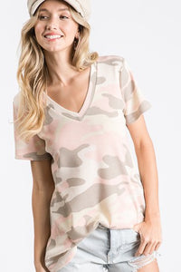 Camo Taupe/Pink Short Sleeve