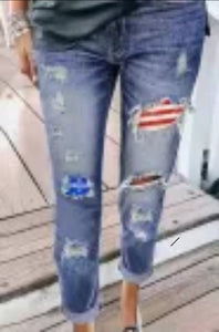 Stars and Striped Patch Jeans